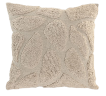 Hand-tufted leaf-motif accent cushion