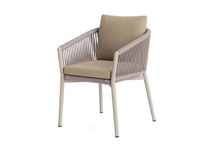 Rope-woven dining armchair