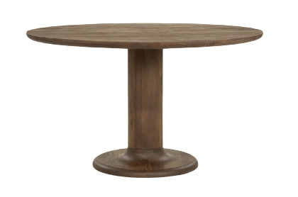 Round wood pedestal dining table