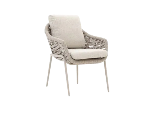 Rope dining chair, cream