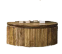 Round walnut bedside table